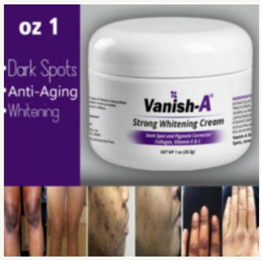 Vanish-A Strong Skin Brightening Cream- 1oz, 20z, 4oz - Good Brands USA